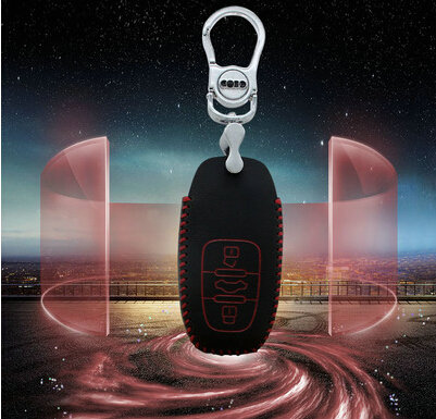 Good Genuine Leather Key Ring Auto Key Bags Smart for Audi Q7 - Red